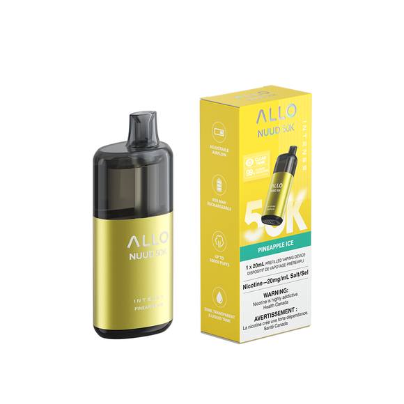 Pineapple Ice by Allo Intense Nuud 50K - Disposable Vape [ON]