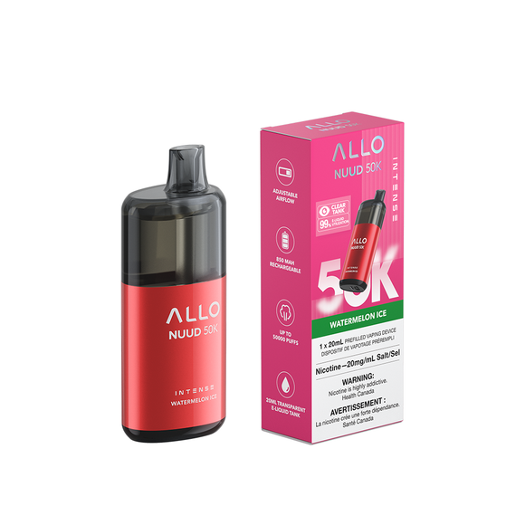 Watermelon Ice by Allo Intense Nuud 50K - Disposable Vape [ON]