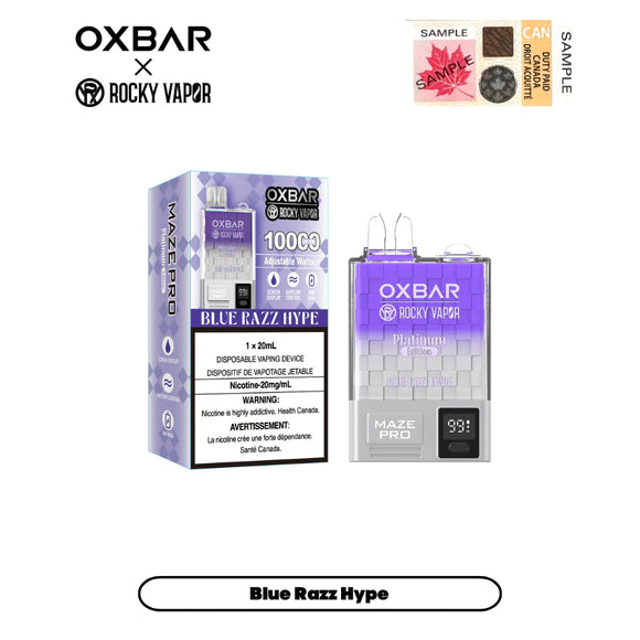 Blue Razz Hype by OXBAR x Rocky Vapor Maze Pro (10000 Puff) 20mL - Disposable Vape