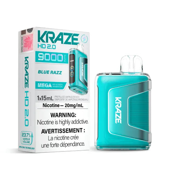 Blue Razz by Kraze HD 2.0 (9000 Puff) 15mL - Disposable Vape