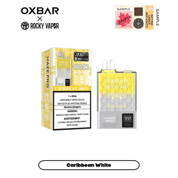 Caribbean White by OXBAR x Rocky Vapor Maze Pro (10000 Puff) 20mL - Disposable Vape