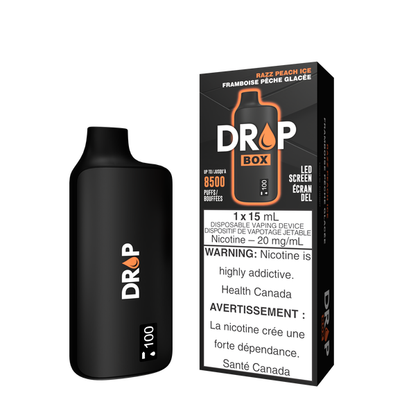 Razz Peach Ice by Drop Box 8500 Puff 15mL - Disposable Vape