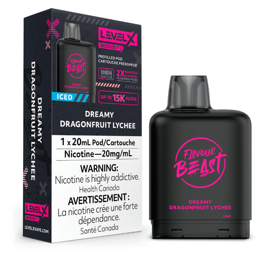 Dreamy Dragonfruit Lychee Iced by Level X Flavour Beast Boost - Closed Pod System (15K Puff)