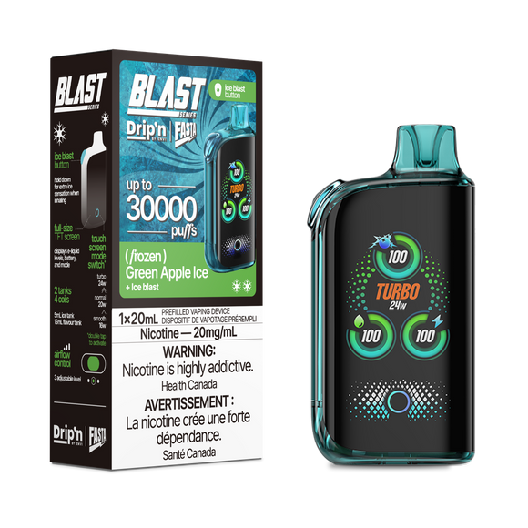 Green Apple Ice by Envi Drip'n Fasta Blast 30K - Disposable Vape [ON]