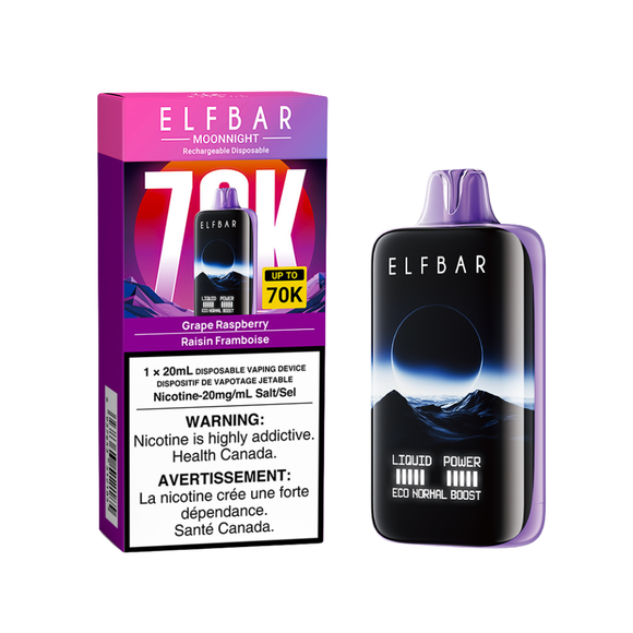Grape Raspberry Elfbar MoonNight 70K 20mL - Disposable Vape [ON]