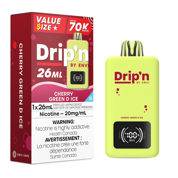 Cherry Green D Ice by Envi Drip'n 70K 26mL - Disposable Vape [ON]