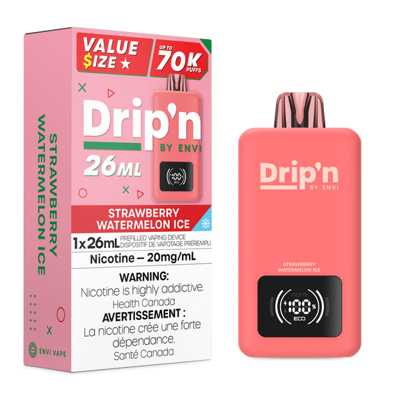 Strawberry Watermelon Ice by Envi Drip'n 70K 26mL - Disposable Vape [ON]