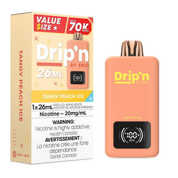 Tangy Peach Ice by Envi Drip'n 70K 26mL - Disposable Vape [ON]