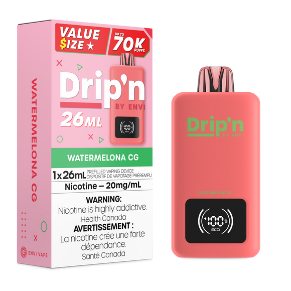 Watermelon CG by Envi Drip'n 70K 26mL - Disposable Vape