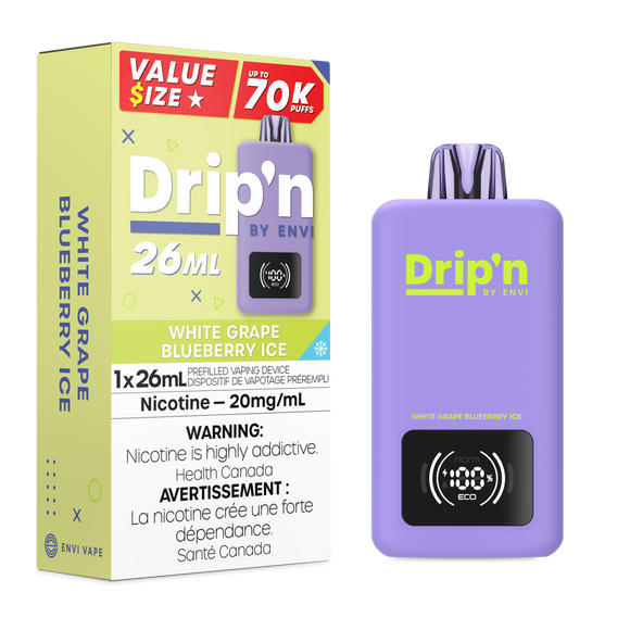 White Grape Blueberry Ice by Envi Drip'n 70K 26mL - Disposable Vape [ON]