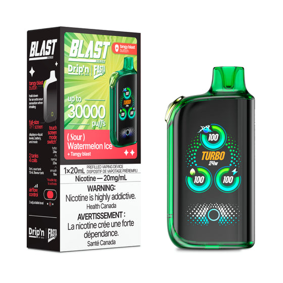 Watermelon Ice (Sour) by Envi Drip'n Fasta Blast 30K - Disposable Vape [ON]