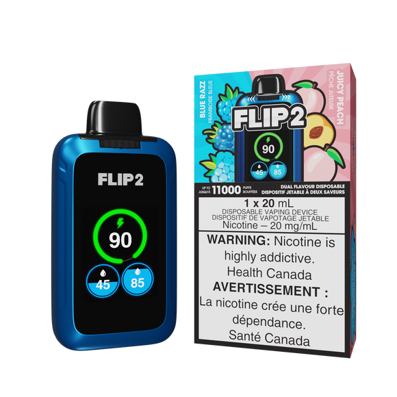 Blue Razz and Juicy Peach by Flip 2 11K (11000 Puff) 20mL - Disposable Vape