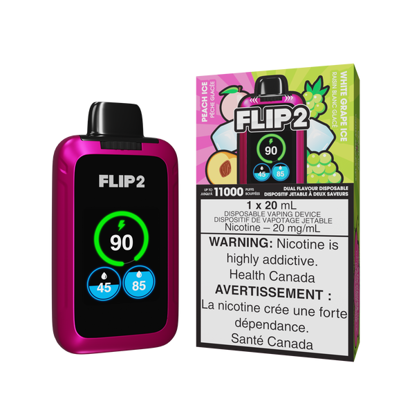 Peach Ice and White Grape Ice by Flip 2 11K (11000 Puff) 20mL - Disposable Vape