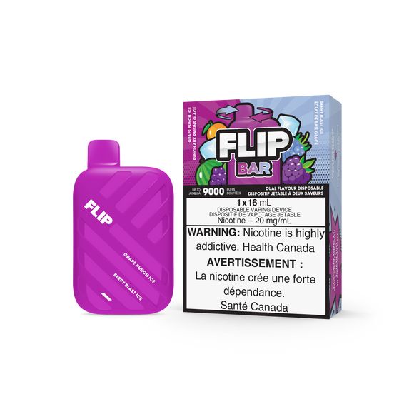 Grape Punch Ice and Berry Blast Ice by Flip Bar (9000 Puff) 16mL - Disposable Vape