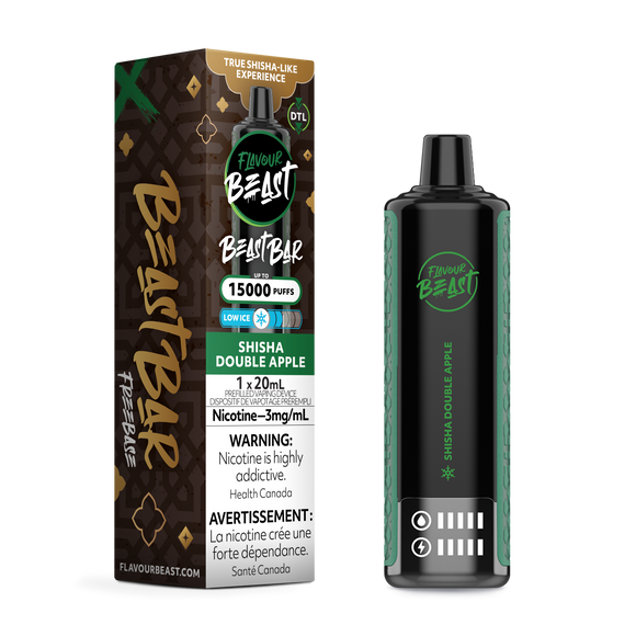 Shisha Double Apple (Low Ice) by Flavour Beast Beast Bar 15000 Puff 20ml - Disposable Vape [ON]
