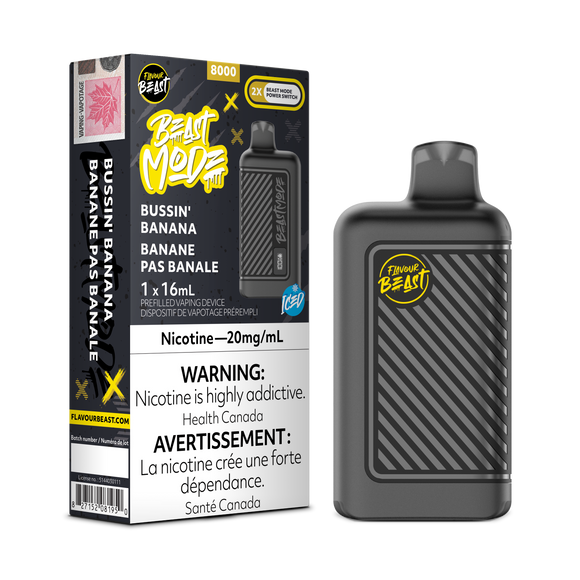 Bussin Banana Iced par Flavour Beast Beast Mode 8000 Puff 16ml - Vape jetable