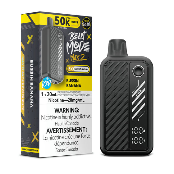 Bussin Banana (Ice) by Flavour Beast Max 2 50K Puff 20ml - Disposable Vape [ON]
