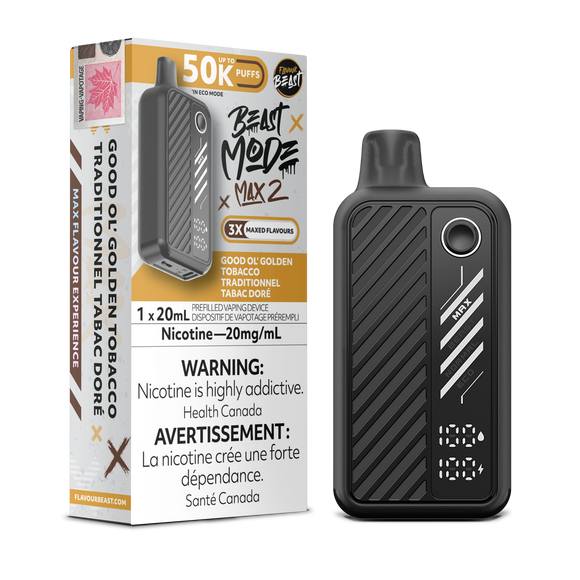 Good Ol Golden Tobacco by Flavour Beast Max 2 50K Puff 20ml - Disposable Vape [ON]