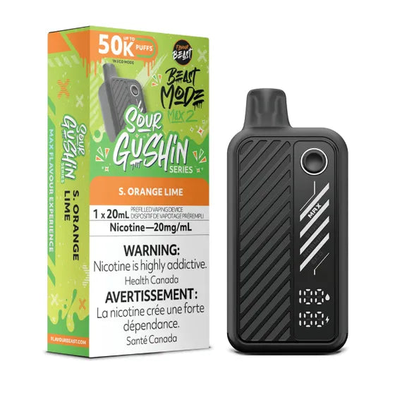 Super Gushin S. Orange Lime by Flavour Beast Max 2 50K Puff 20ml - Disposable Vape [ON]