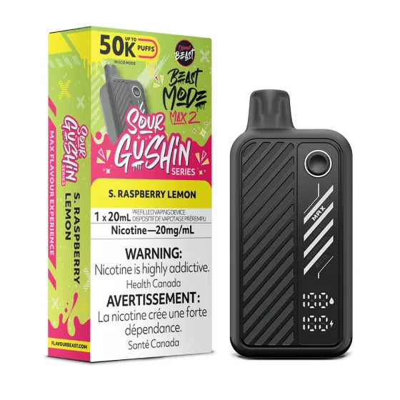 Super Gushin S. Raspberry Lemon by Flavour Beast Max 2 50K Puff 20ml - Disposable Vape [ON]