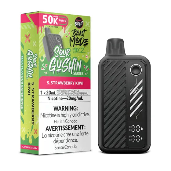 Super Gushin S. Strawberry Kiwi by Flavour Beast Max 2 50K Puff 20ml - Disposable Vape [ON]