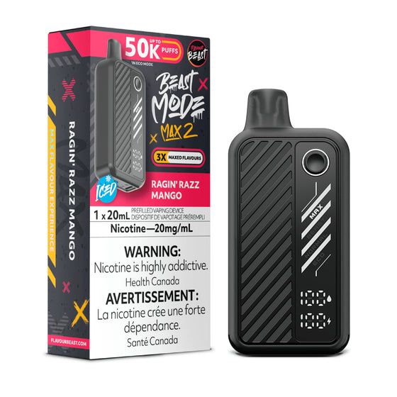 Ragin' Razz Mango (Ice) by Flavour Beast Max 2 50K Puff 20ml - Disposable Vape [ON]