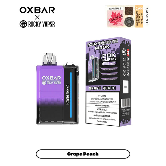 Grape Peach by OXBAR x Rocky Vapor M20K (20000 Puff) 20mL - Disposable Vape