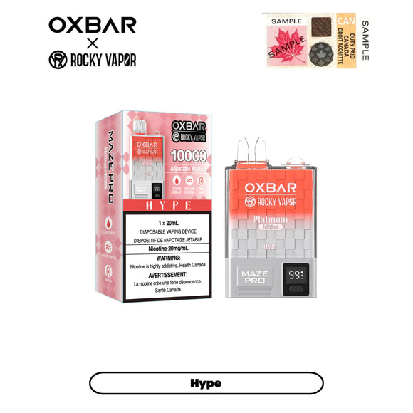 Hype by OXBAR x Rocky Vapor Maze Pro (10000 Puff) 20mL - Disposable Vape