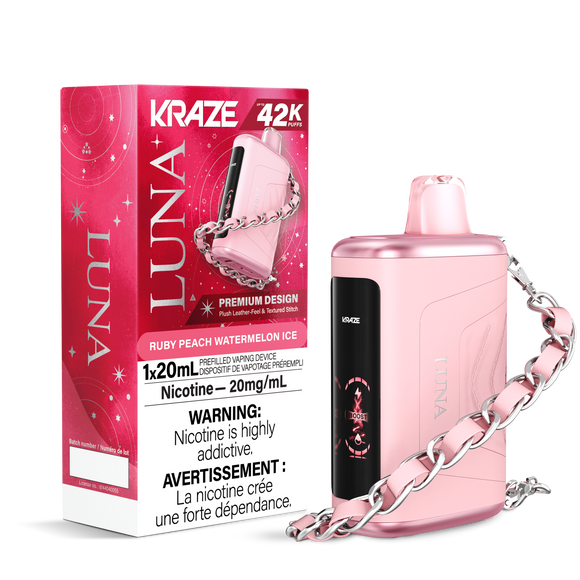 Ruby Peach Watermelon (Ice) by Kraze Luna (42000 Puff) 20mL - Disposable Vape [ON]