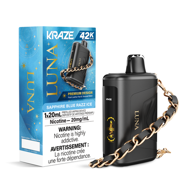 Sapphire Blue Razz (Ice) by Kraze Luna (42000 Puff) 20mL - Disposable Vape [ON]