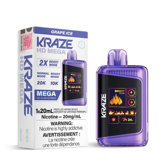 Grape Ice by Kraze HD Mega (20000 Puff) 20mL - Disposable Vape