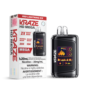 Red Lightning Ice by Kraze HD Mega (20000 Puff) 20mL - Disposable Vape