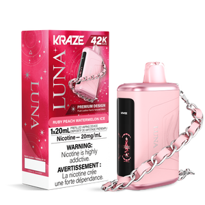 Ruby Peach Watermelon (Ice) by Kraze Luna (42000 Puff) 20mL - Disposab VapingStory Ruby Peach Watermelon (Ice) by Kraze Luna (42000 Puff) 20mL - Disposab VapingStory