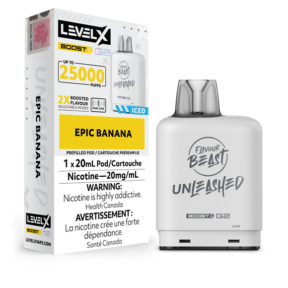 Epic Banana Ice by Level X Flavour Beast Unleashed Boost G2 - Closed Pod System (25K Puff)