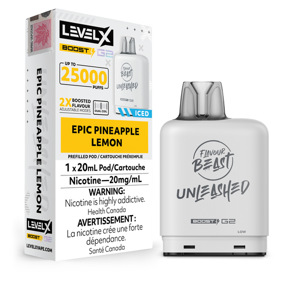 Epic Pineapple Lemon Ice by Level X Flavour Beast Unleashed Boost G2 - Closed Pod System (25K Puff) [ON]