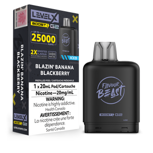 Blazin' Banana Blackberry Iced by Level X Flavour Beast Boost - Closed Pod System (25K Puff)  [CAN]