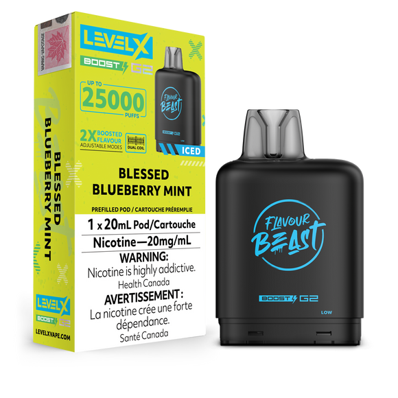 Blessed Blueberry Mint by Level X Flavour Beast Boost - Closed Pod System (25K Puff) [ON]