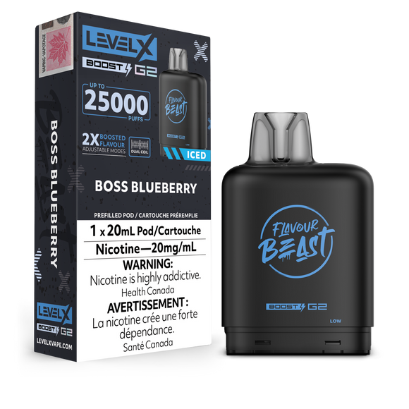 Boss Blueberry Ice by Level X Flavour Beast Boost - Closed Pod System (25K Puff)