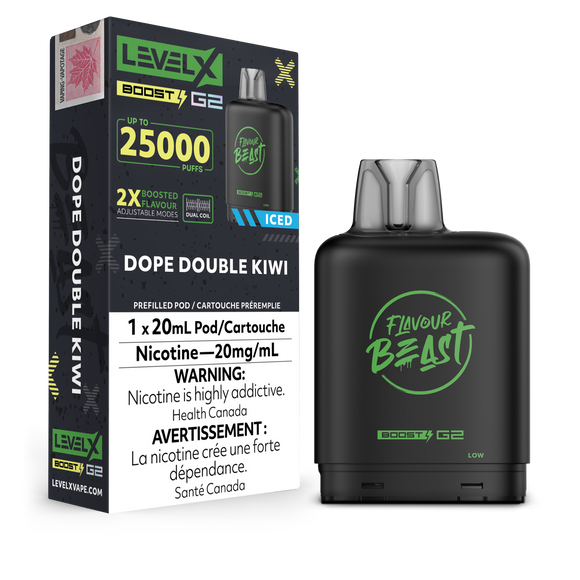 Dope Double Kiwi Ice by Level X Flavour Beast Boost - Closed Pod System (25K Puff)