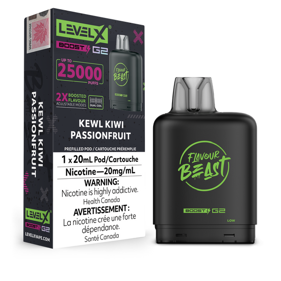 Kewl Kiwi Passionfruit by Level X Flavour Beast Boost - Closed Pod System (25K Puff) [ON]