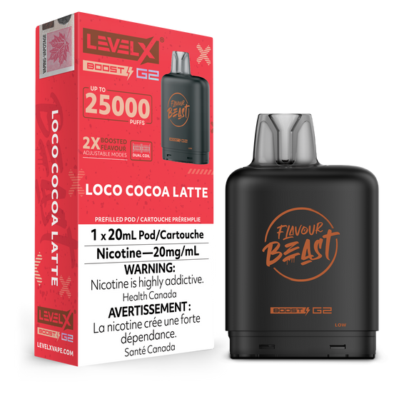 Loco Cocoa Latte by Level X Flavour Beast Boost - Closed Pod System (25K Puff) [ON]