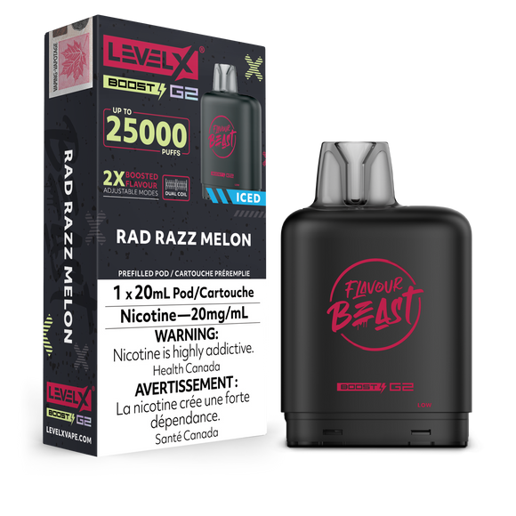 Rad Razz Melon (Ice) by Level X Flavour Beast Boost - Closed Pod System (25K Puff) [ON]