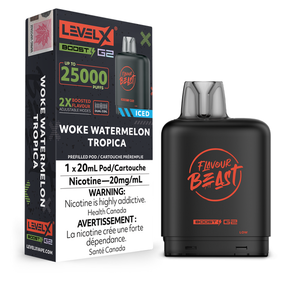 Woke Watermelon Tropica (Ice) by Level X Flavour Beast Boost - Closed Pod System (25K Puff) [ON]