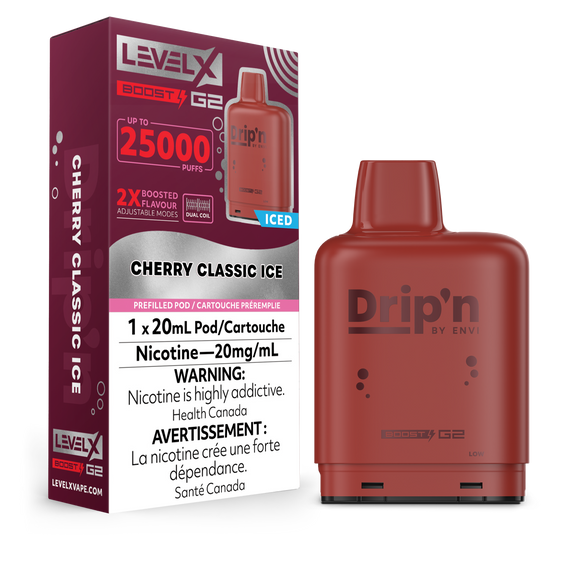 Cherry Classic Ice by Level X Envi Drip'n Boost G2 - Closed Pod System (25K Puff)