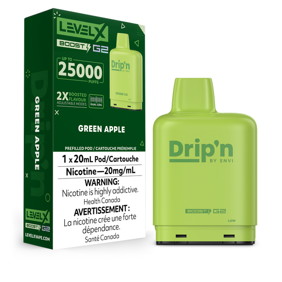 Green Apple by Level X Envi Drip'n Boost G2 - Closed Pod System (25K Puff) [ON]