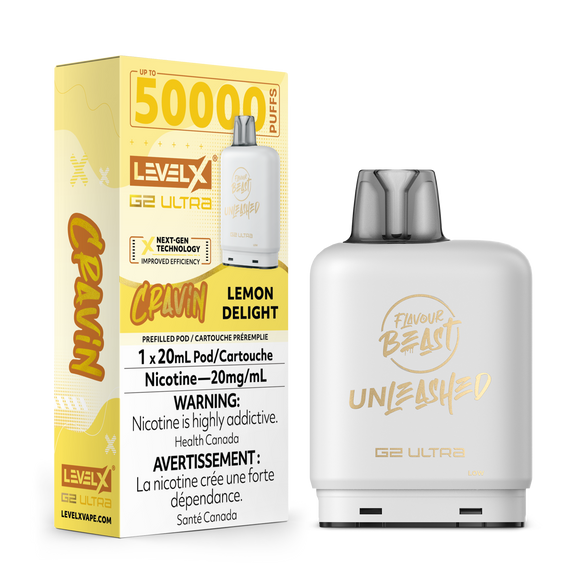 Cravin Lemon Delight by Level X Flavour Beast Unleashed Ultra - Closed Pod System (50K Puff) [ON]