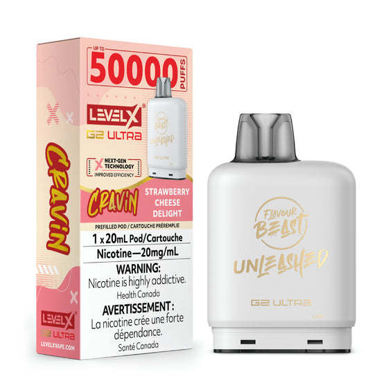 Epic Strawberry Cheese Delight by Level X Flavour Beast Unleashed Ultra - Closed Pod System (50K Puff) [ON]