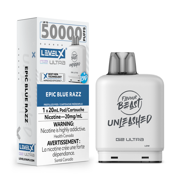 Epic Blue Razz (Ice) by Level X Flavour Beast Unleashed Ultra - Closed Pod System (50K Puff) [ON]