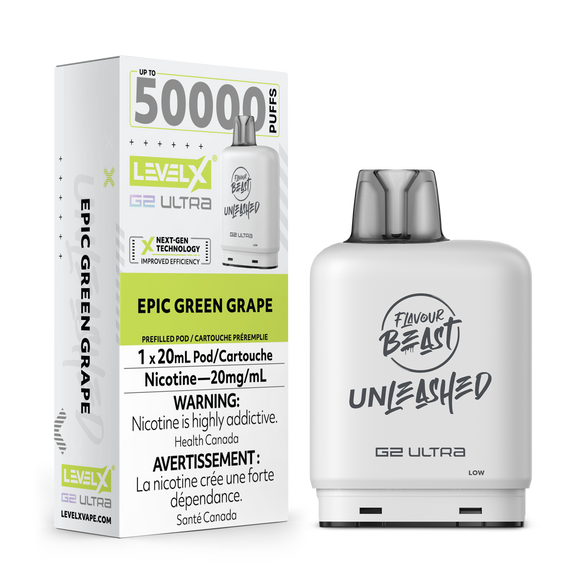 Epic Green Grape  by Level X Flavour Beast Unleashed Ultra - Closed Pod System (50K Puff) [ON]