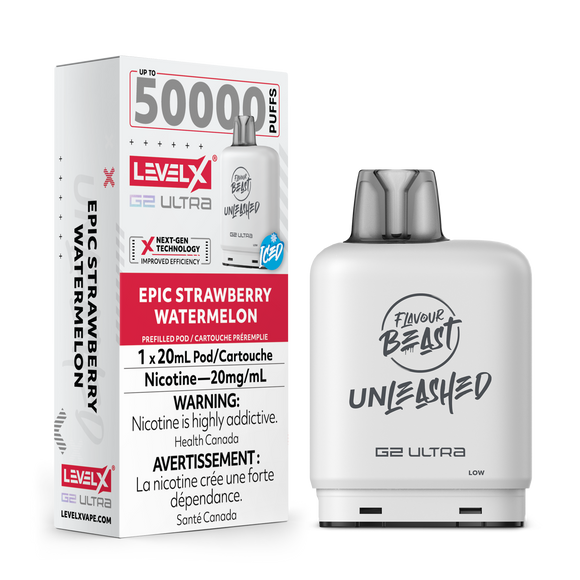 Epic Strawberry Watermelon (Ice) by Level X Flavour Beast Unleashed Ultra - Closed Pod System (50K Puff) [ON]